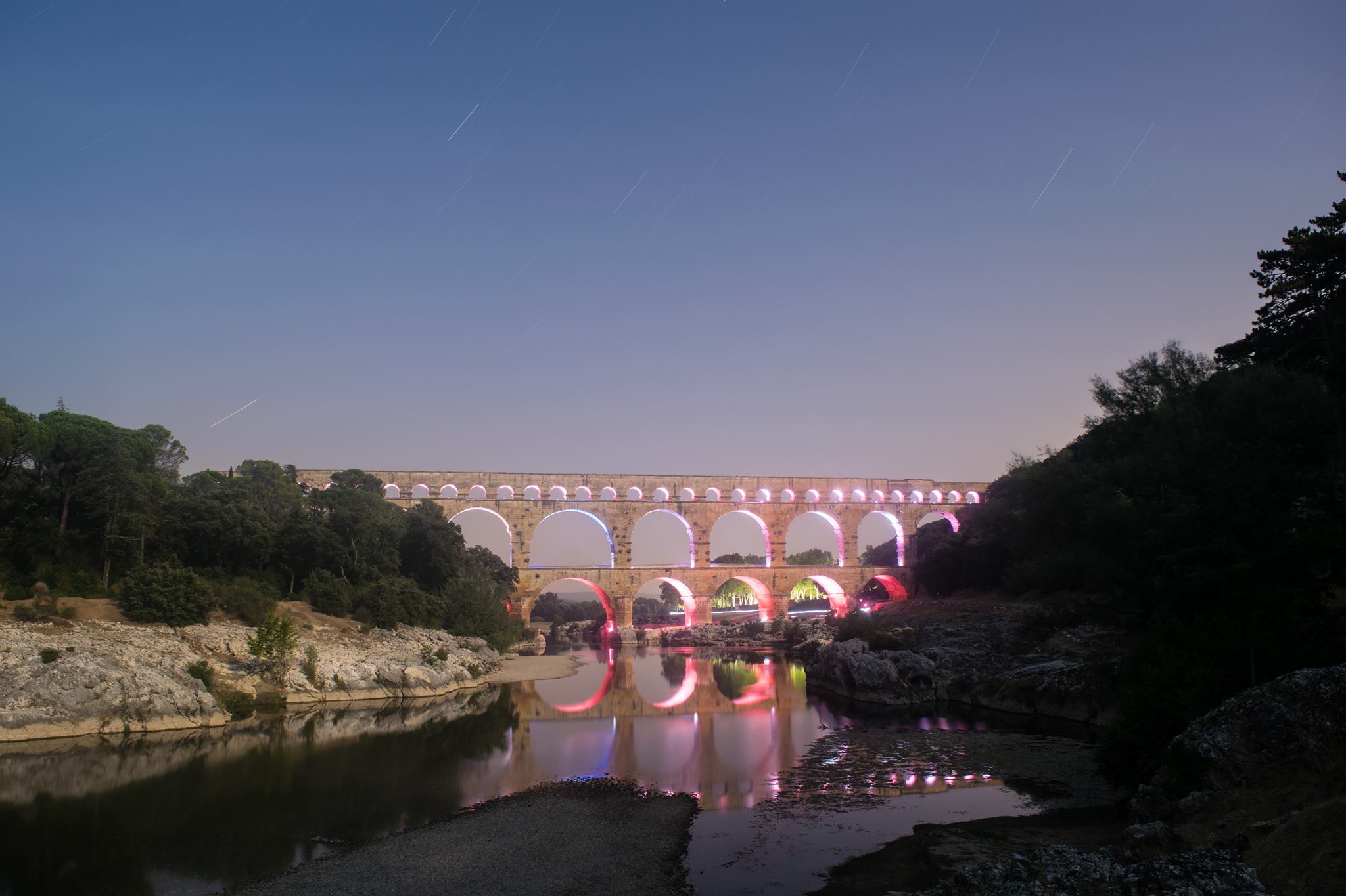 I camped (illegally) near Pont Du Gard and was rewarded with this amazing view (long shutter)