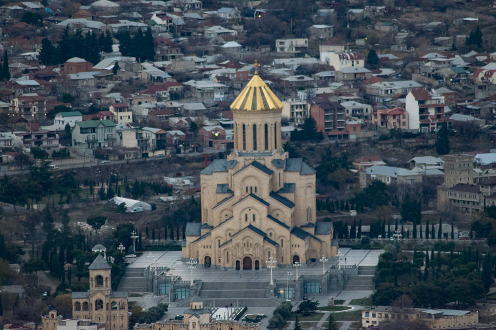 The Trinity Church, as seen on top of Mtsminda hill
