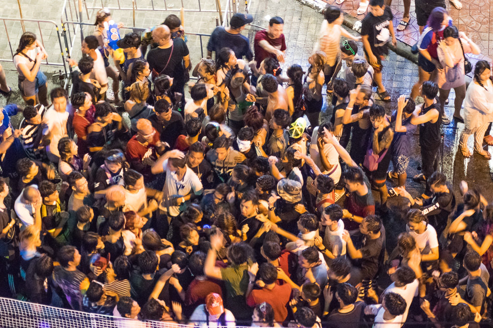 Songkran 2019 at Khao San Road, still full of people at 1AM