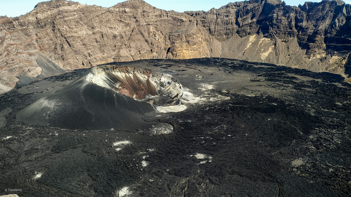 Gunung Raung crater - the smoking dome in the middle